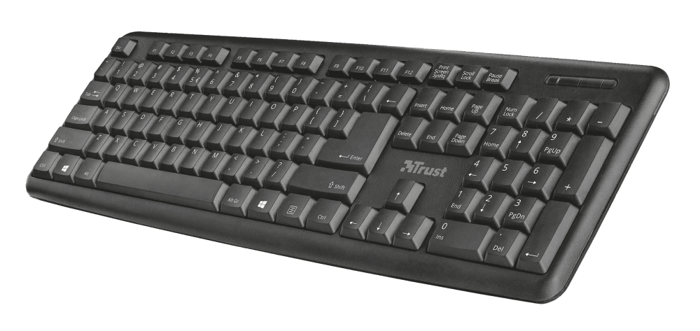 Trust Keyboard Ziva Spill resistant ,1.5m cable, black