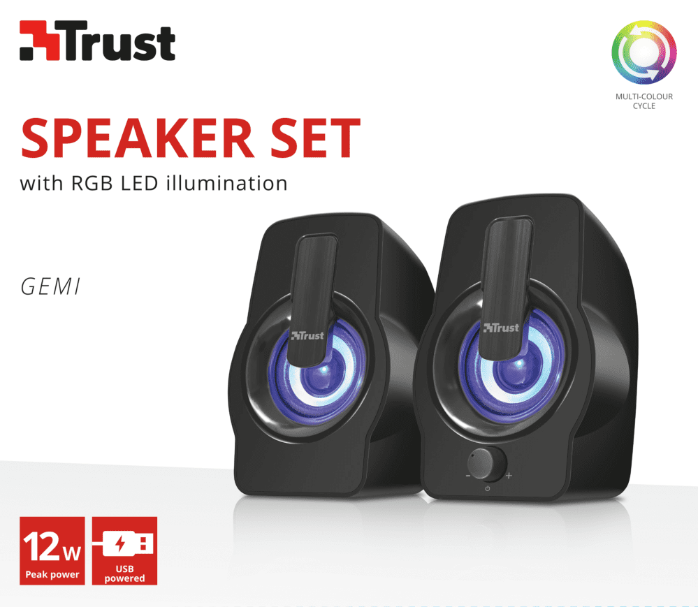 Trust Speaker Set Gemi RGB 2.0 - black