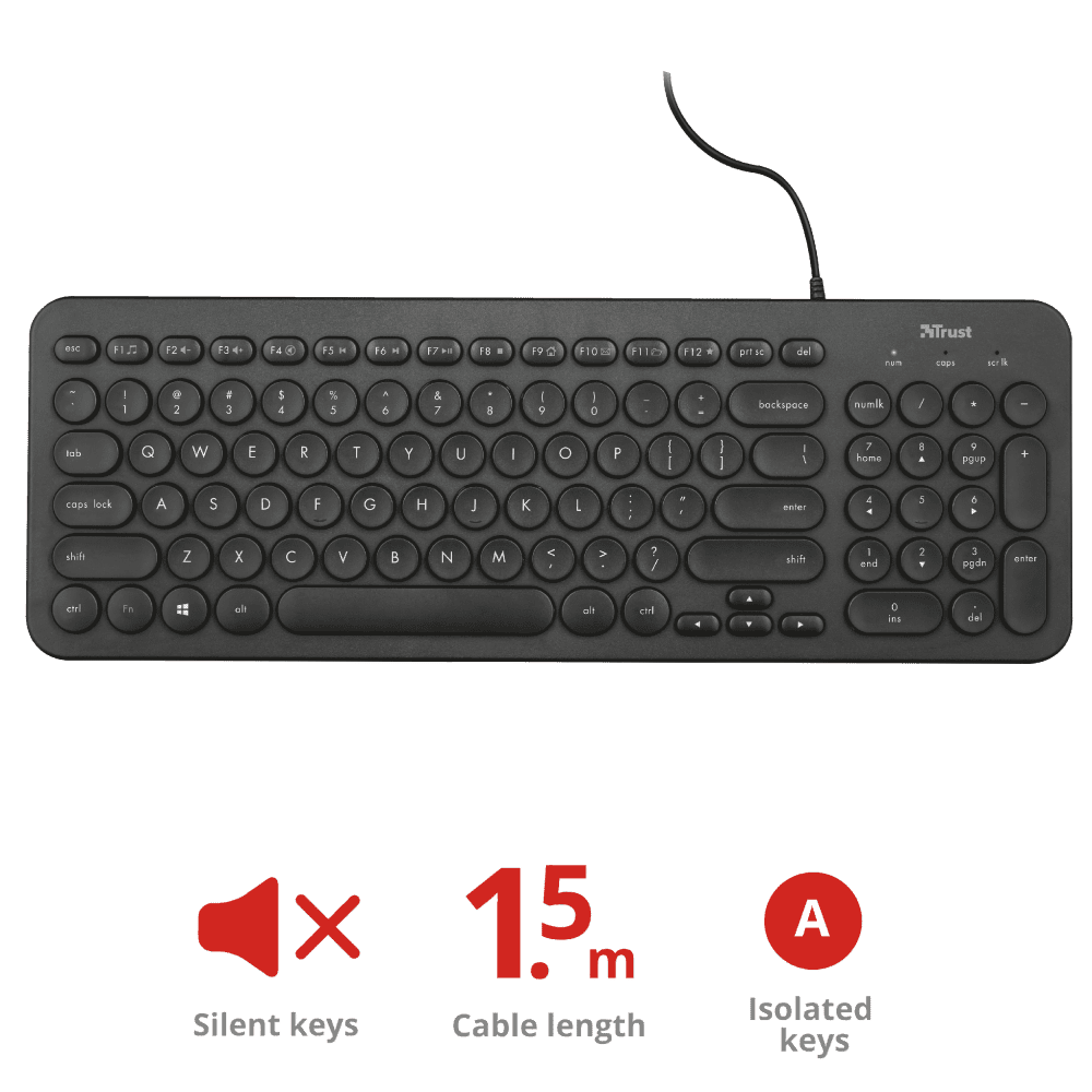 Trust Keyboard Muto Silent Black