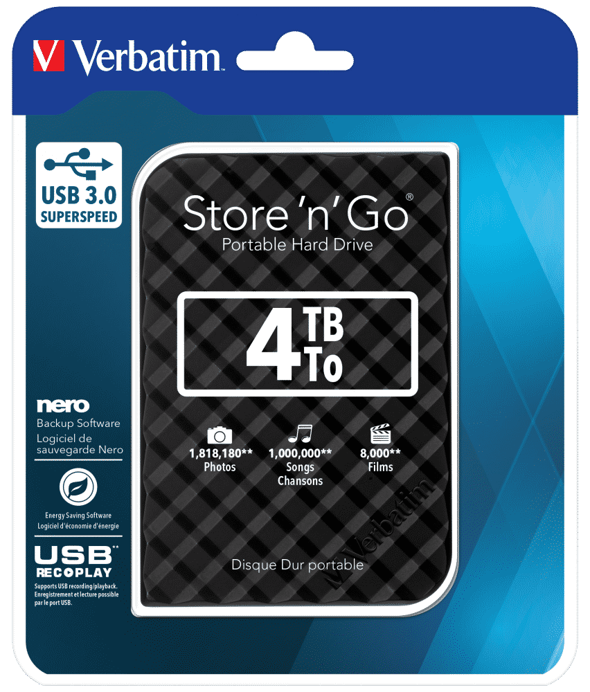 Verbatim External HDD Store And Go 2.5" 15mm 4TB USB3.0
