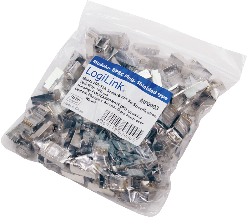 Logilink Modular Plug RJ45 Cat.5e, shielded, metalic100pcs
