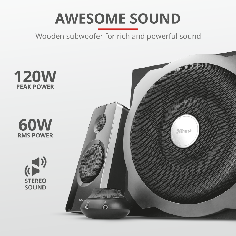 Trust Speaker 2.1, GXT 38, RMS 120W, Ultimate Bass - Figura 2
